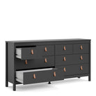 Barcelona Large Wide (4+4) 8 Drawer Chest of Drawers in Matt Black - Price Crash Furniture