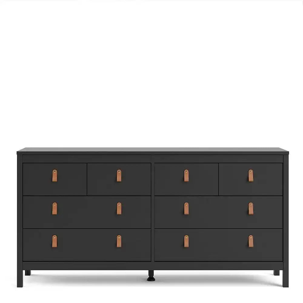 Barcelona Large Wide (4+4) 8 Drawer Chest of Drawers in Matt Black - Price Crash Furniture