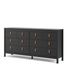 Barcelona Large Wide (4+4) 8 Drawer Chest of Drawers in Matt Black - Price Crash Furniture