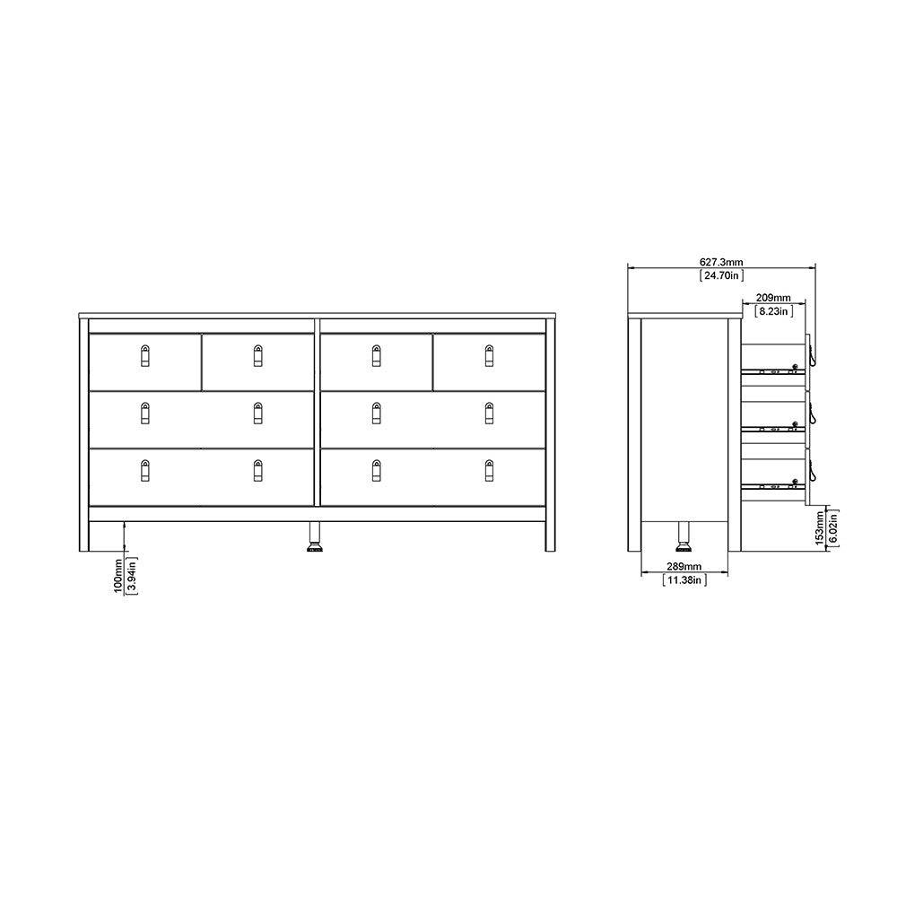 Barcelona Large Wide (4+4) 8 Drawer Chest of Drawers in White - Price Crash Furniture