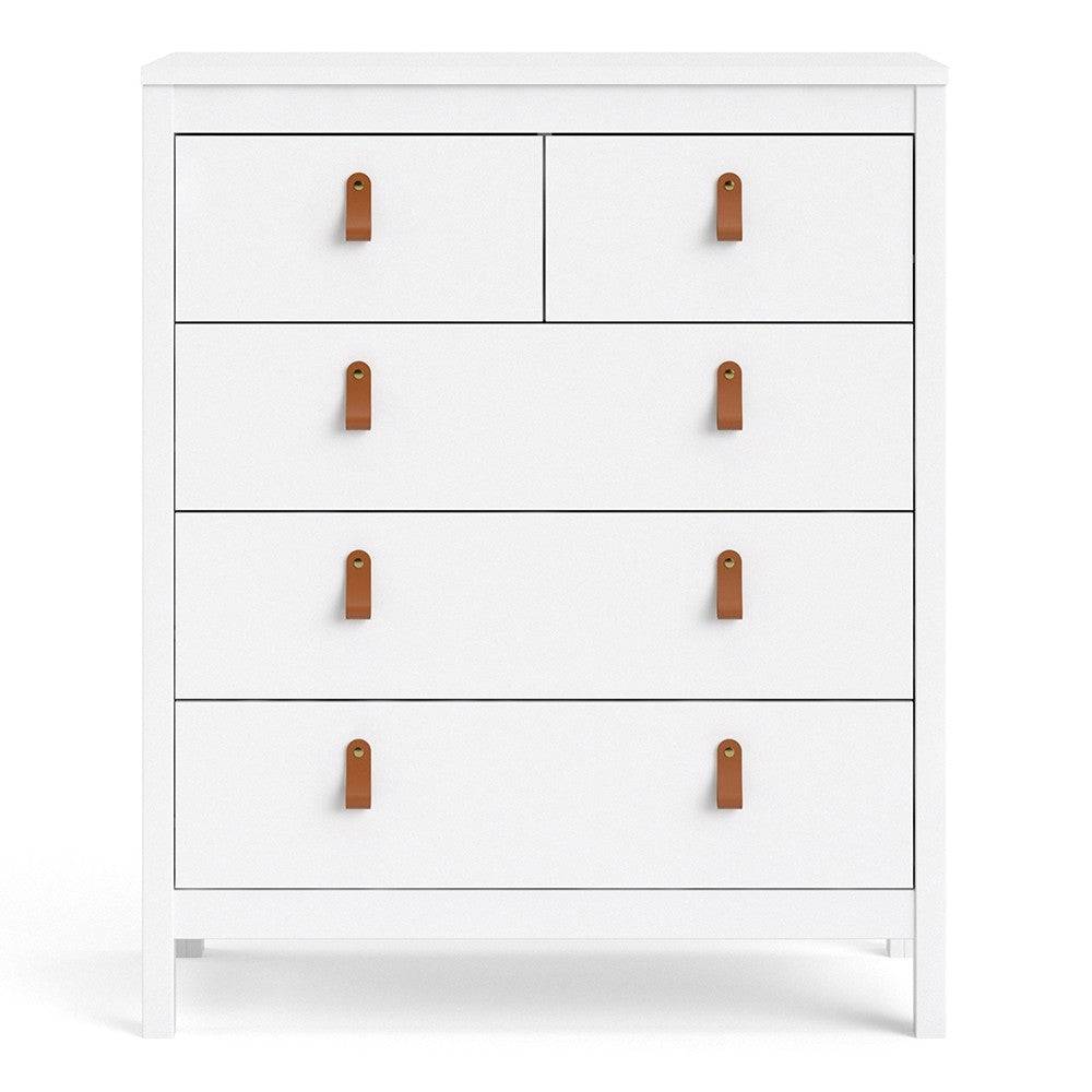 Barcelona Shaker Style (3+2) 5 Drawer Chest of Drawers in White - Price Crash Furniture