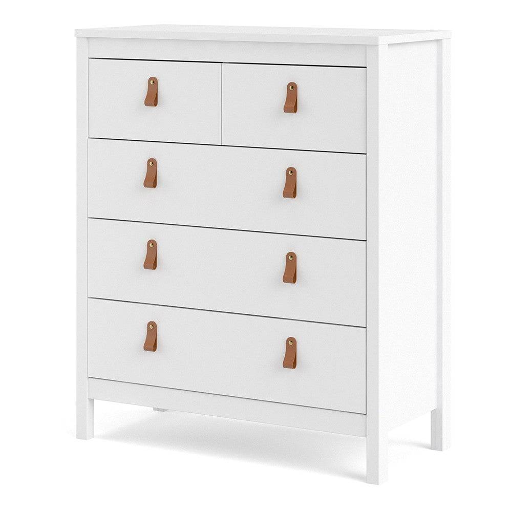Barcelona Shaker Style (3+2) 5 Drawer Chest of Drawers in White - Price Crash Furniture