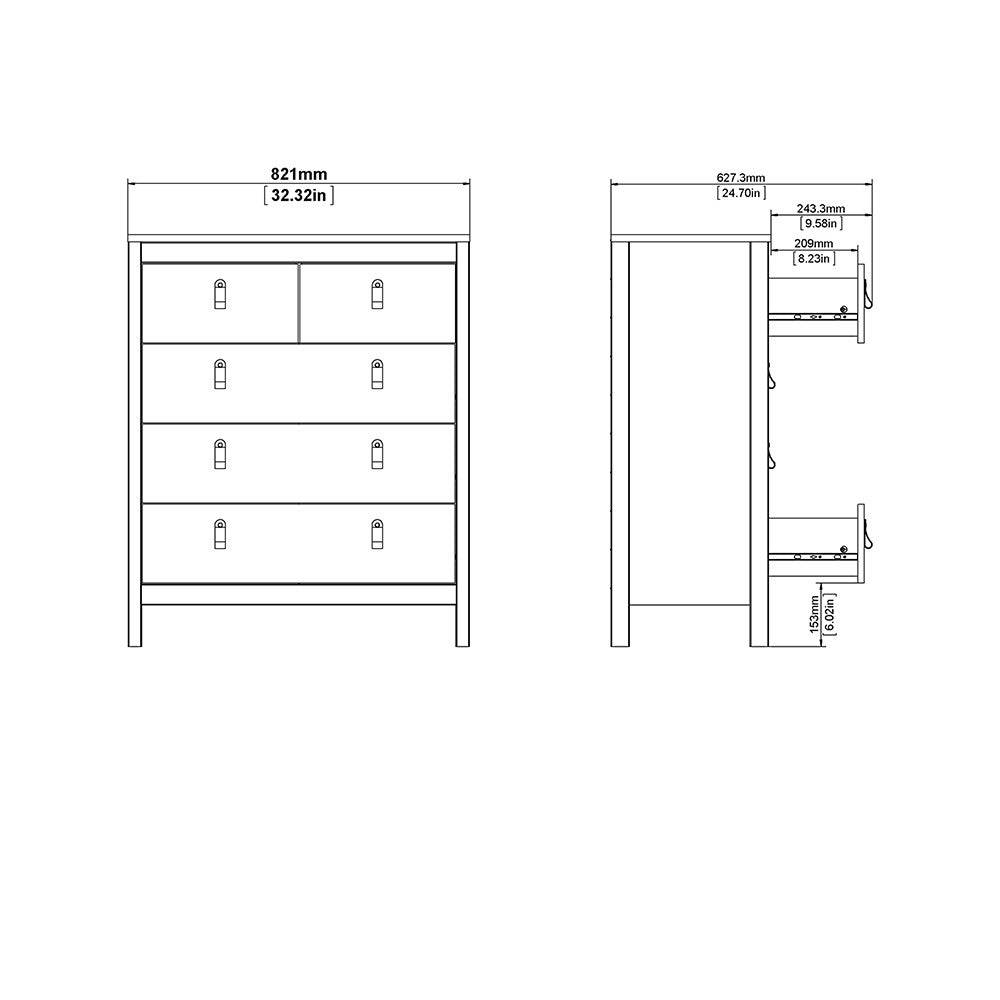 Barcelona Shaker Style (3+2) 5 Drawer Chest of Drawers in White - Price Crash Furniture