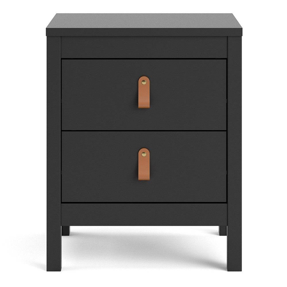 Barcelona Shaker Style Bedside Table Cabinet with 2 Drawers in Matt Black - Price Crash Furniture