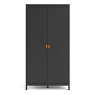 Barcelona Wardrobe with 2 Doors in Matt Black - Price Crash Furniture