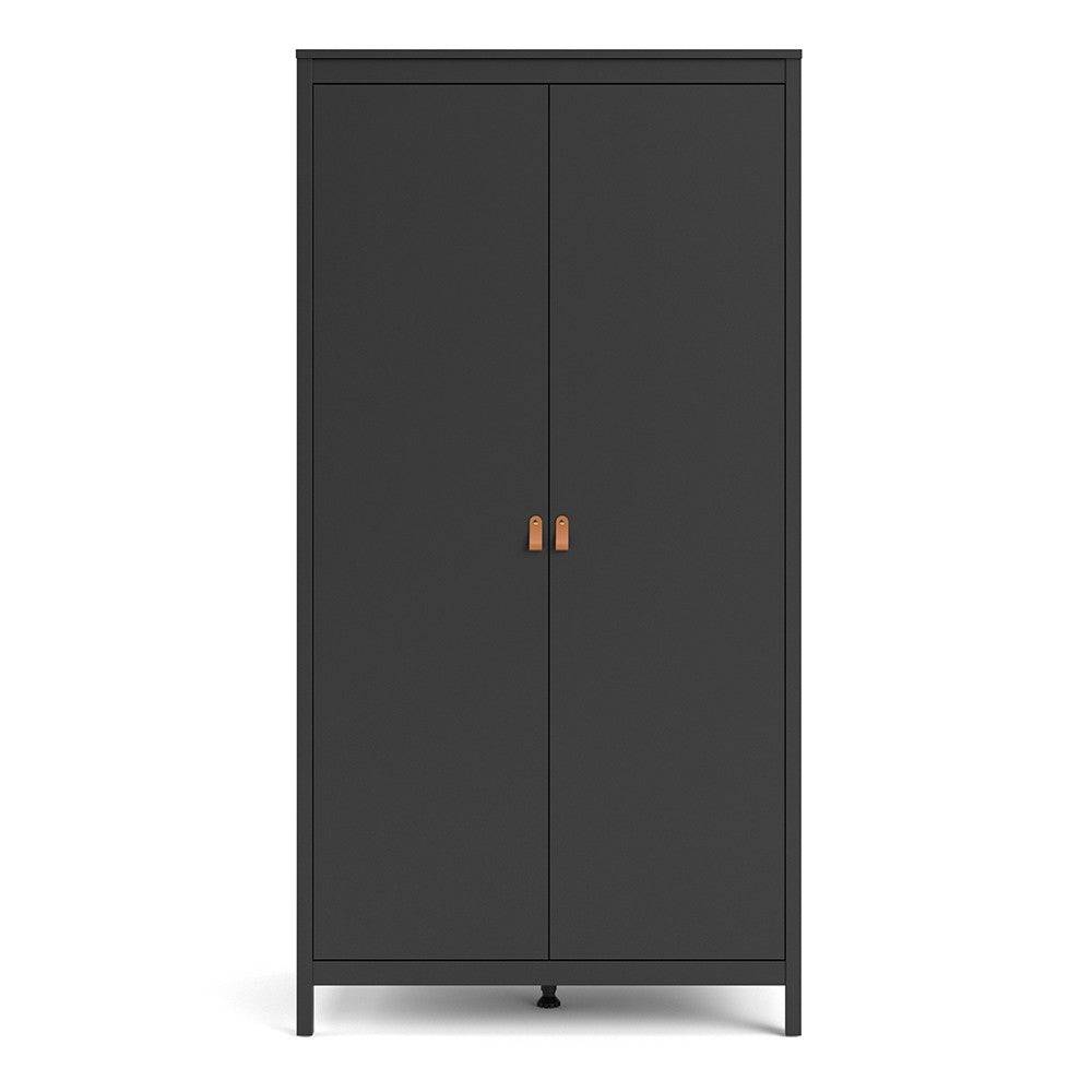 Barcelona Wardrobe with 2 Doors in Matt Black - Price Crash Furniture