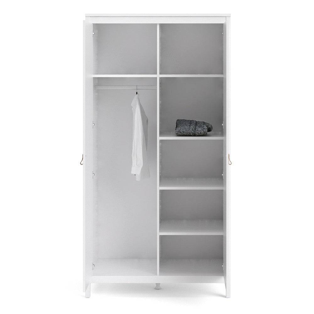 Barcelona Wardrobe with 2 Doors in White - Price Crash Furniture