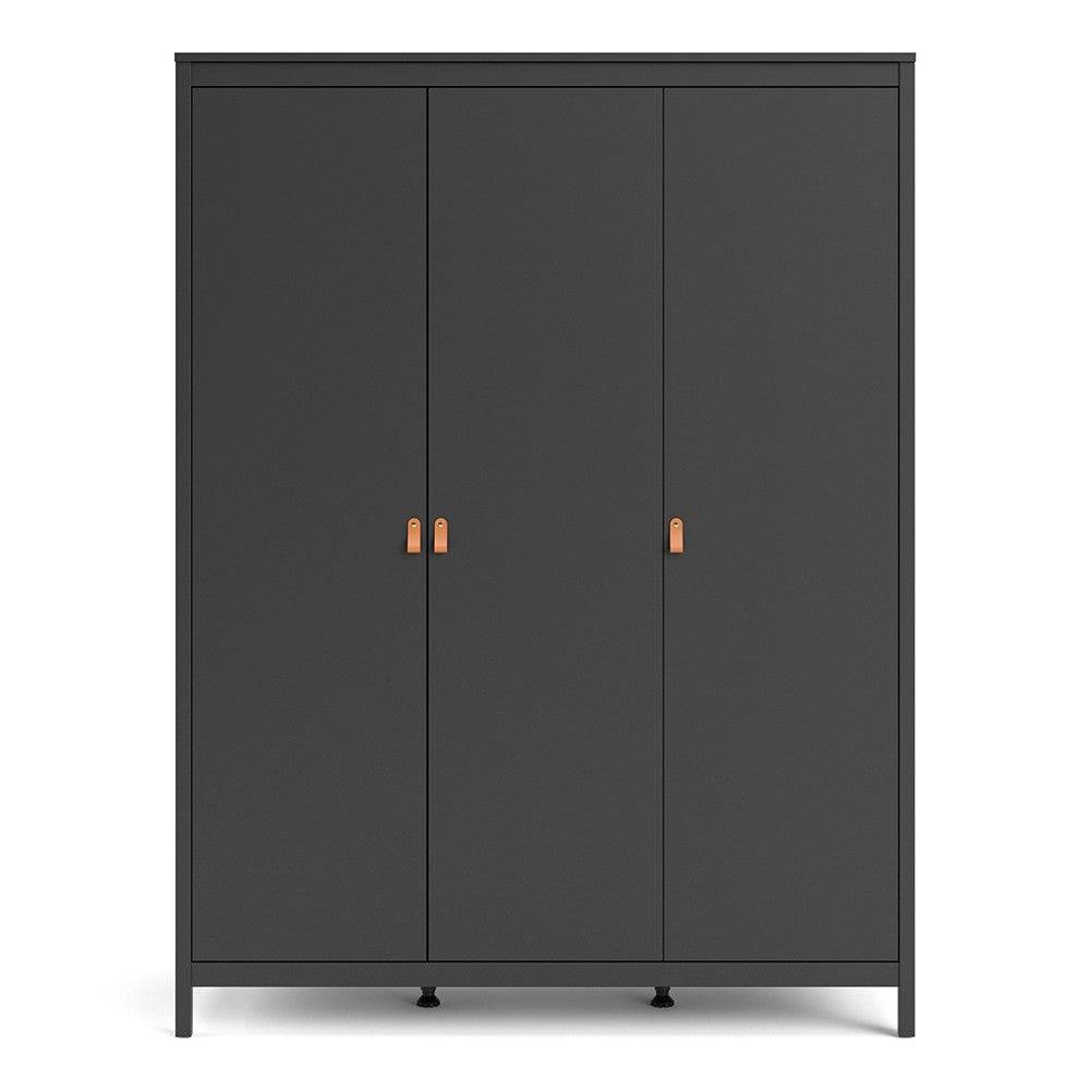 Barcelona Wardrobe with 3 Doors in Matt Black - Price Crash Furniture