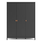 Barcelona Wardrobe with 3 Doors in Matt Black - Price Crash Furniture