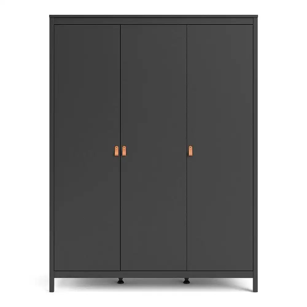 Barcelona Wardrobe with 3 Doors in Matt Black - Price Crash Furniture