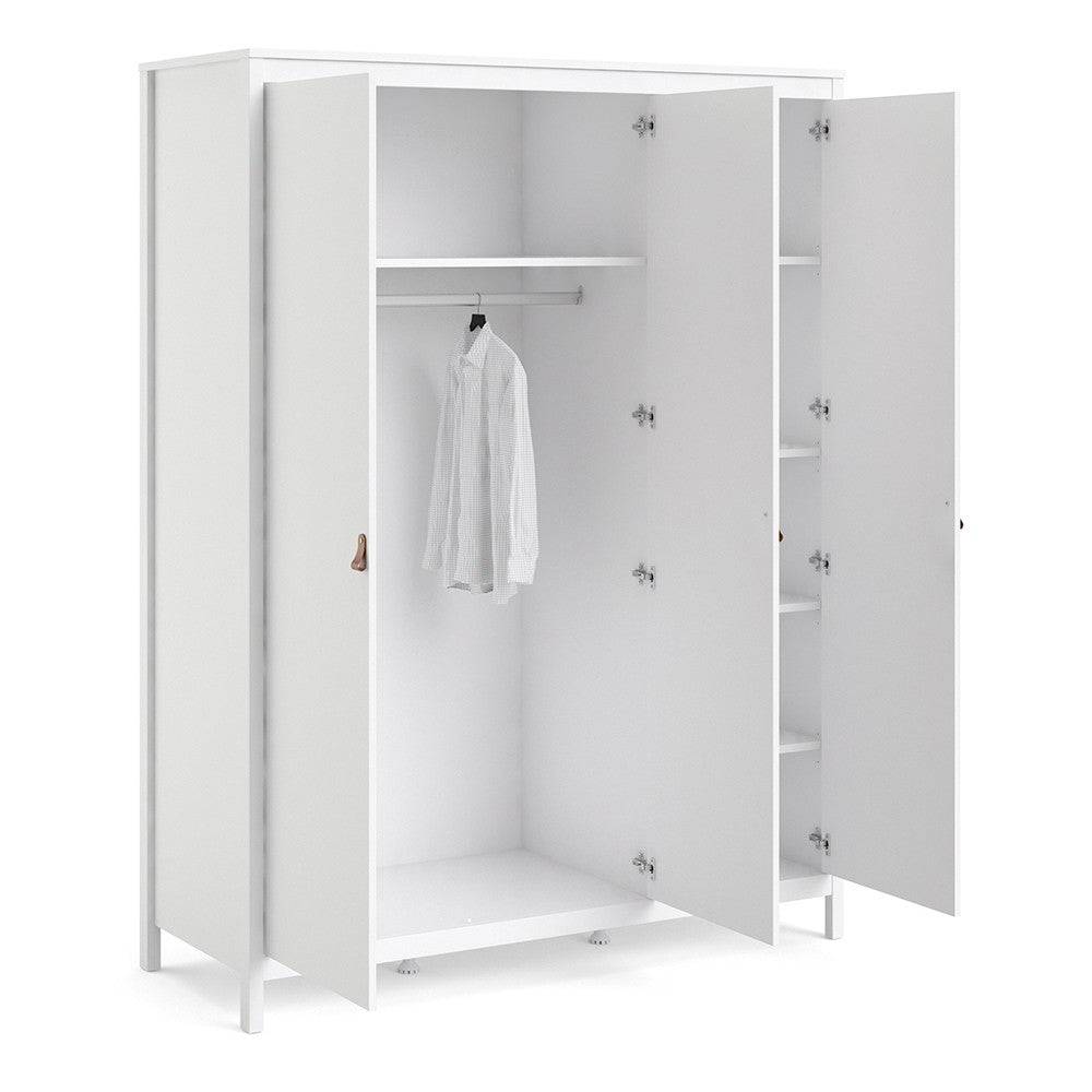 Barcelona Wardrobe with 3 Doors in White - Price Crash Furniture