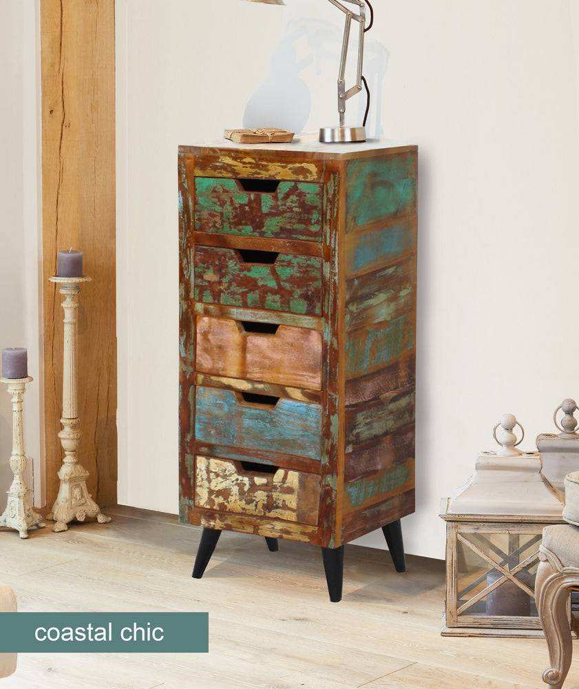 Baumhaus Coastal Chic 5 Drawer Tallboy - Price Crash Furniture