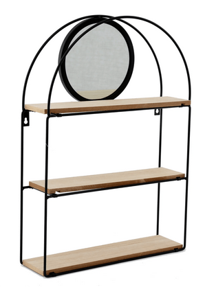 Black Metal 3 Shelves With Mirror - Price Crash Furniture