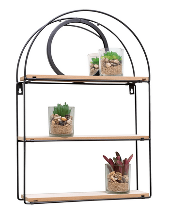 Black Metal 3 Shelves With Mirror - Price Crash Furniture