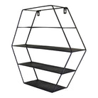 Black Metal Hexagonal Shelving Unit, 4 Shelves - Price Crash Furniture