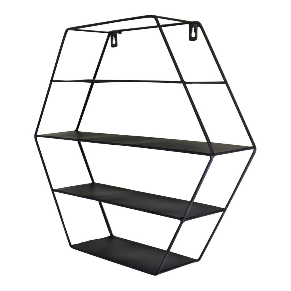 Black Metal Hexagonal Shelving Unit, 4 Shelves - Price Crash Furniture