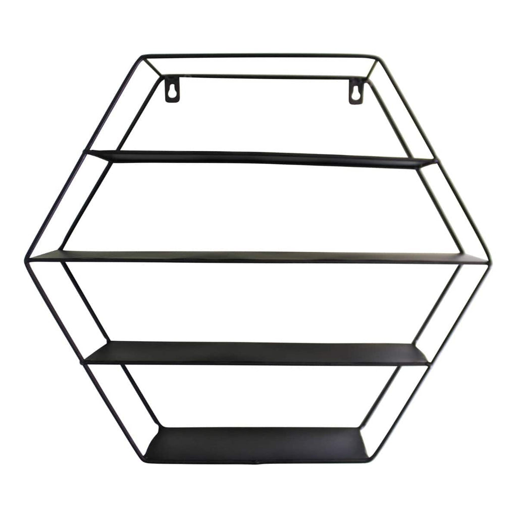 Black Metal Hexagonal Shelving Unit, 4 Shelves - Price Crash Furniture