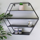 Black Metal Hexagonal Shelving Unit, 4 Shelves - Price Crash Furniture