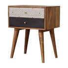 Black Patterned Bedside Table Unit - Price Crash Furniture