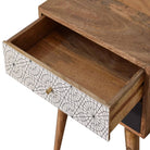 Black Patterned Bedside Table Unit - Price Crash Furniture