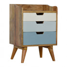 Blue Gradient 3 Drawer Hand-Painted Bedside - Price Crash Furniture