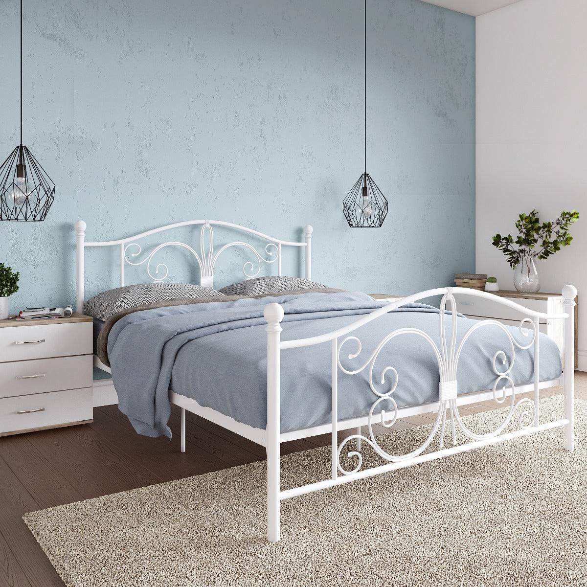 Bombay Metal Double Bed Frame in White by Dorel - Price Crash Furniture