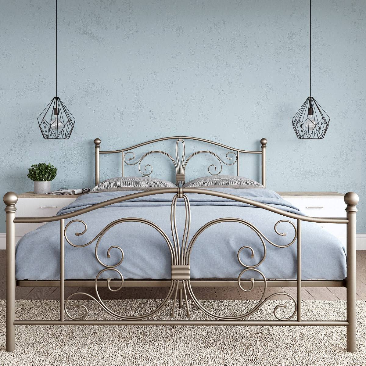 Bombay Metal King Size Bed Frame in Bronze by Dorel - Price Crash Furniture