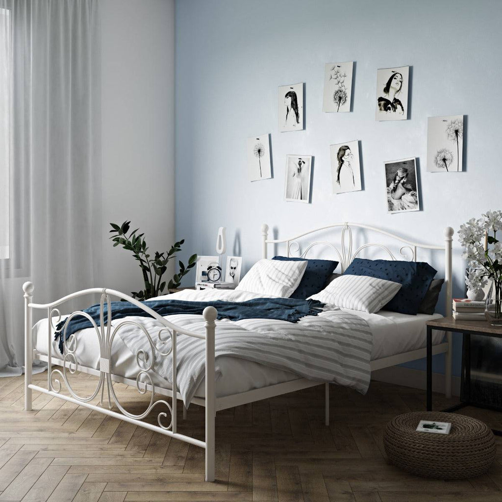 Bombay Metal King Size Bed Frame in White by Dorel - Price Crash Furniture