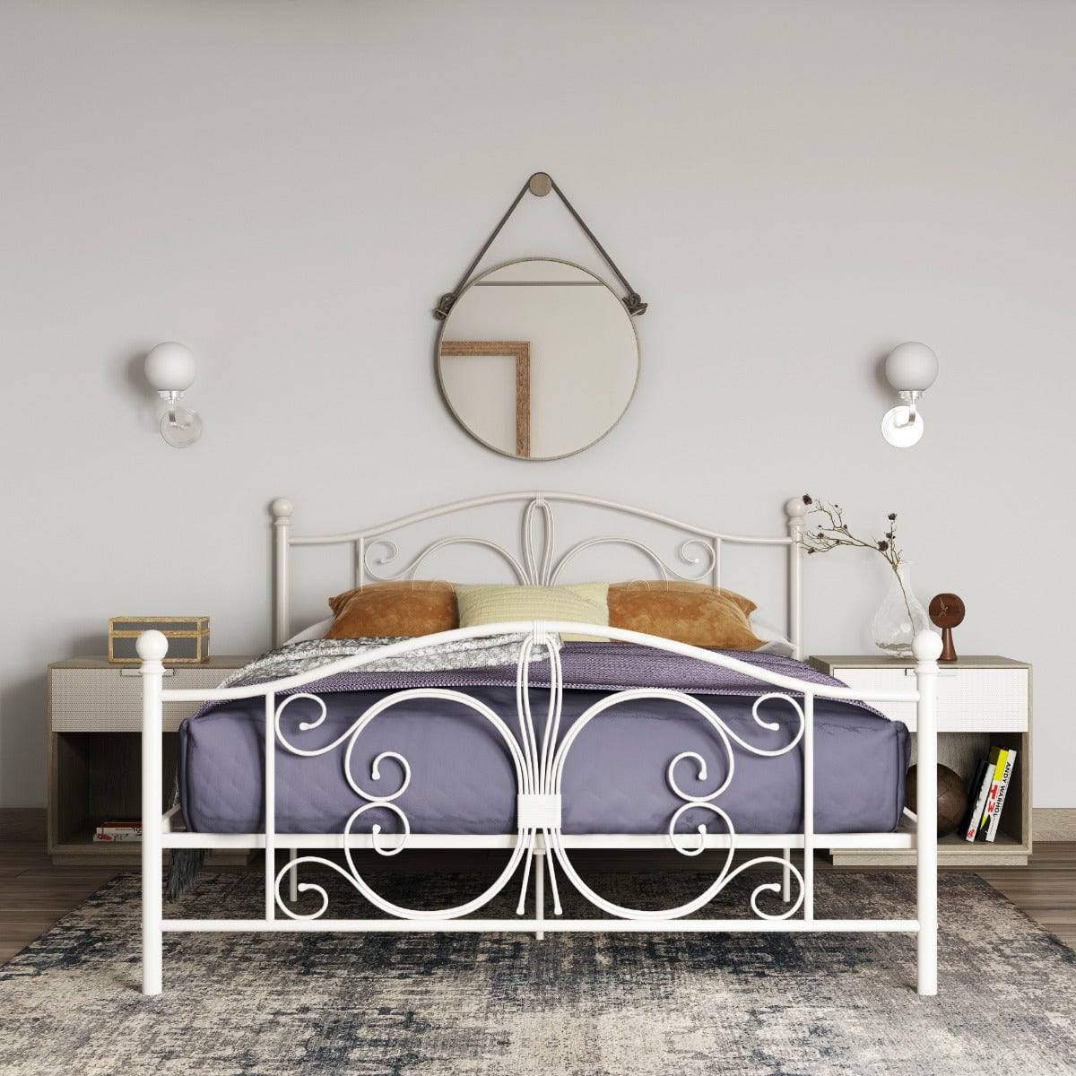 Bombay Metal King Size Bed Frame in White by Dorel - Price Crash Furniture