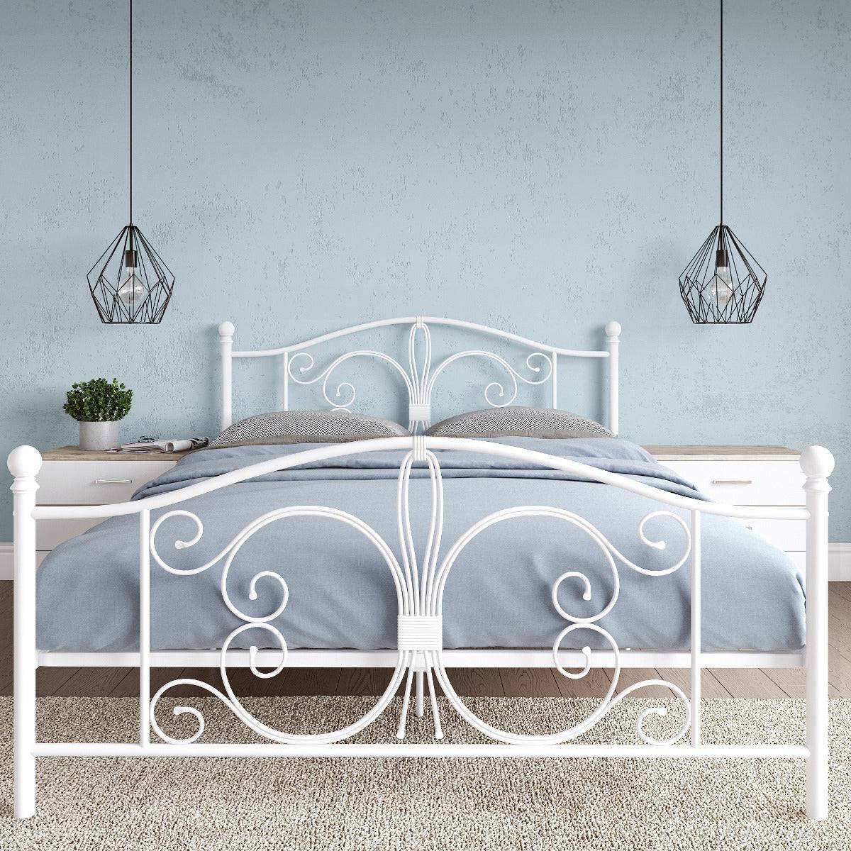 Bombay Metal King Size Bed Frame in White by Dorel - Price Crash Furniture