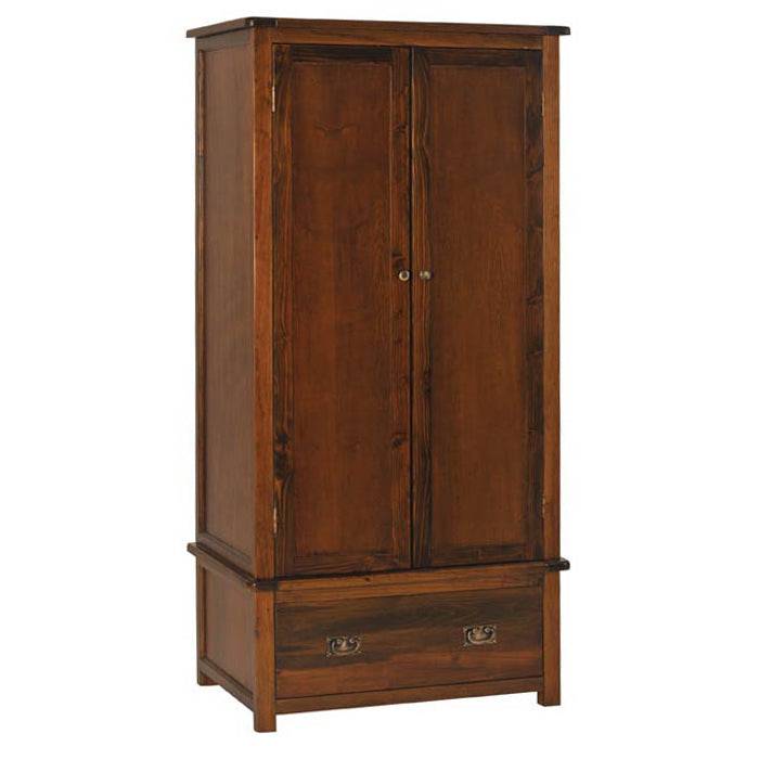 Boston 2 Door 1 Drawer Wardrobe in Dark Stained Wood - Price Crash Furniture