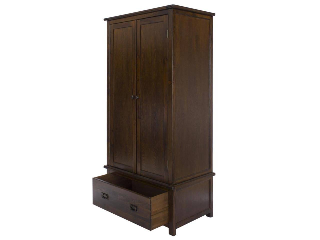 Boston 2 Door 1 Drawer Wardrobe in Dark Stained Wood - Price Crash Furniture