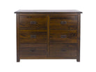 Boston 3+3 6 Drawer Wide Chest Of Drawers In Stained Dark Wood - Price Crash Furniture