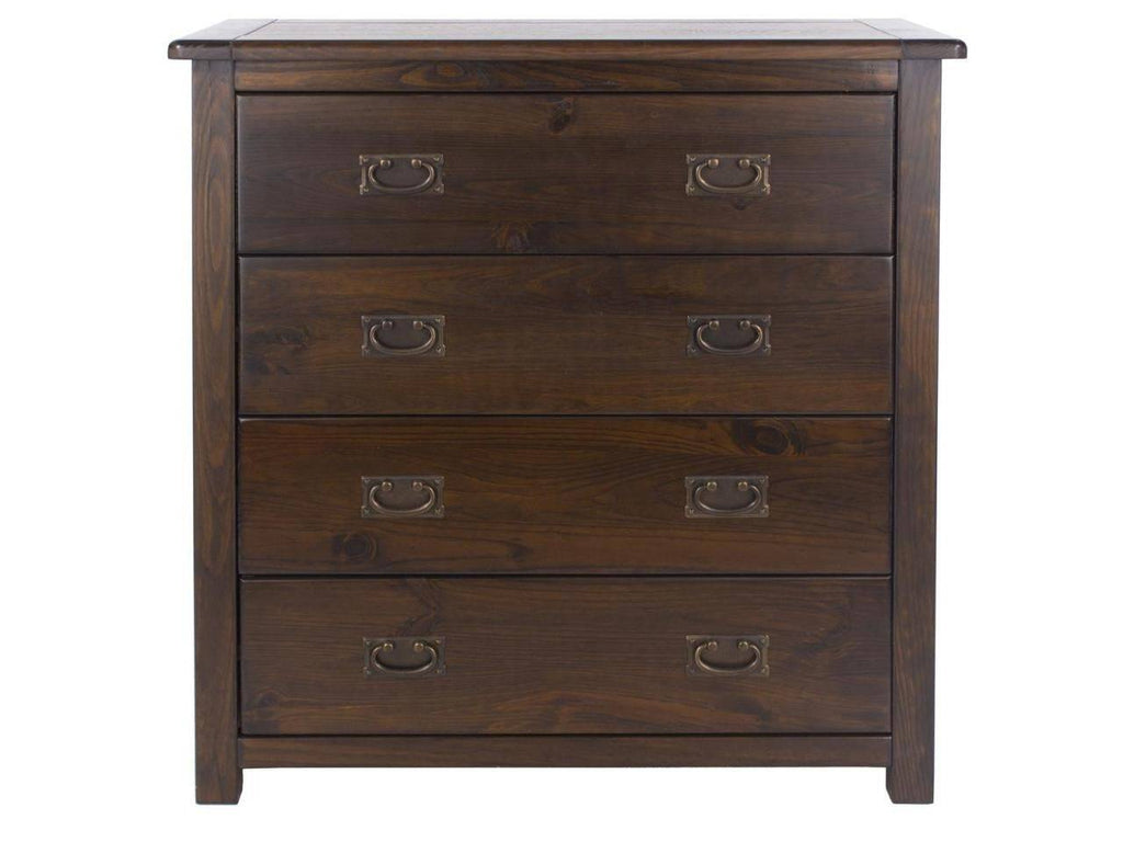 Boston 4 Drawer Chest Of Drawers In Dark Lacquered Finish Wood - Price Crash Furniture