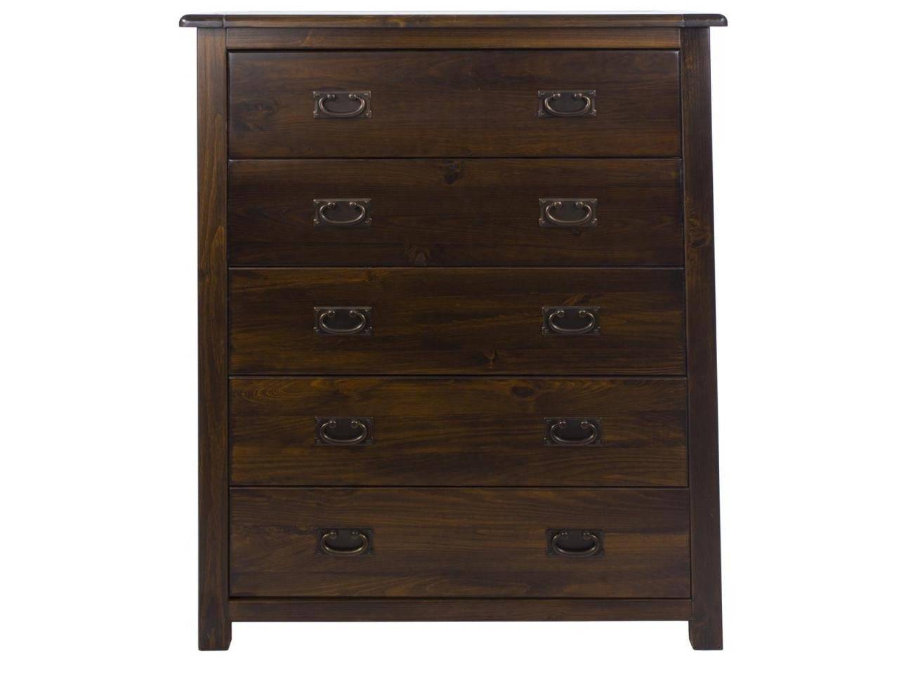 Boston 5 Drawer Chest Of Drawers In Stained Dark Wood - Price Crash Furniture