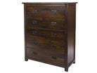 Boston 5 Drawer Chest Of Drawers In Stained Dark Wood - Price Crash Furniture