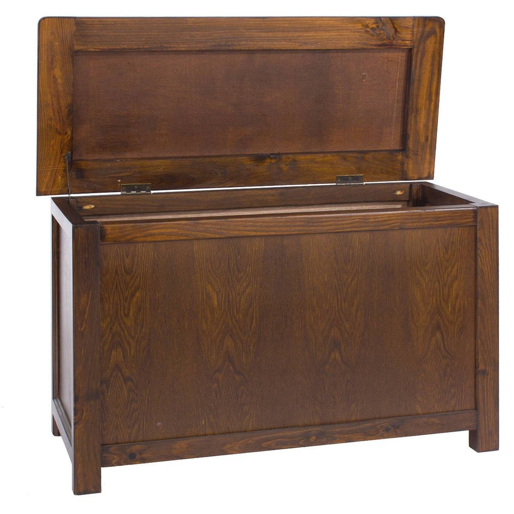 Boston Ottoman / Toy / Blanket Box Chest for Bedroom in Dark Stained Wood - Price Crash Furniture