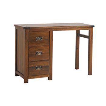 Boston Single Pedestal Dressing Table In Dark Stained Wood - Price Crash Furniture