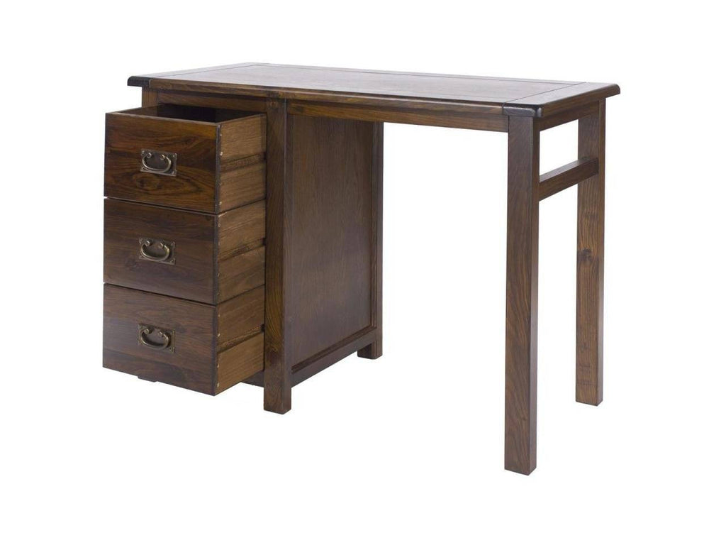 Boston Single Pedestal Dressing Table In Dark Stained Wood - Price Crash Furniture