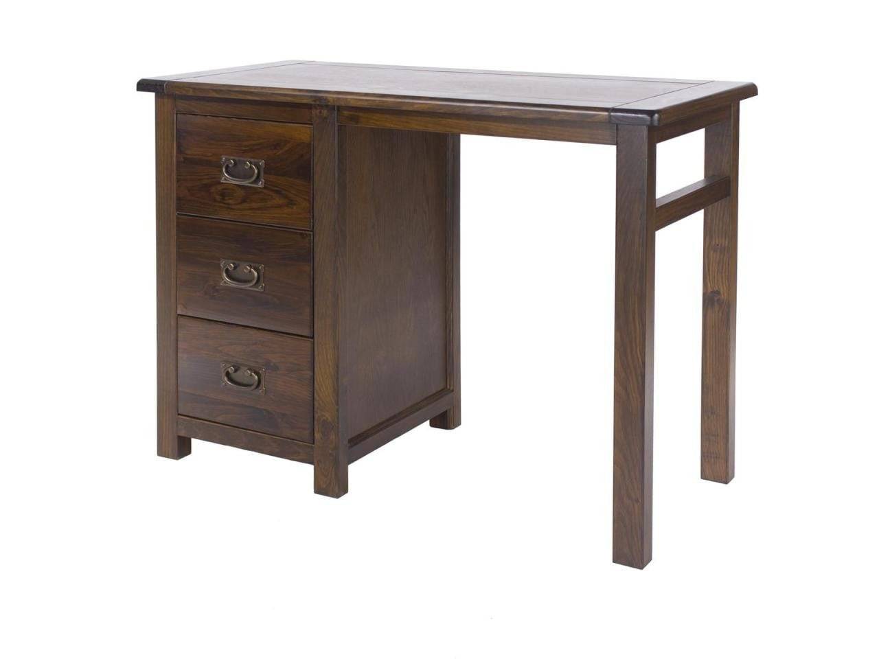 Boston Single Pedestal Dressing Table In Dark Stained Wood - Price Crash Furniture