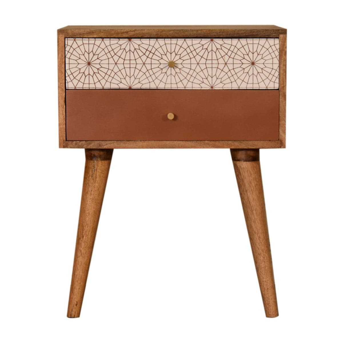 Brick Red Patterned Bedside Table Unit - Price Crash Furniture