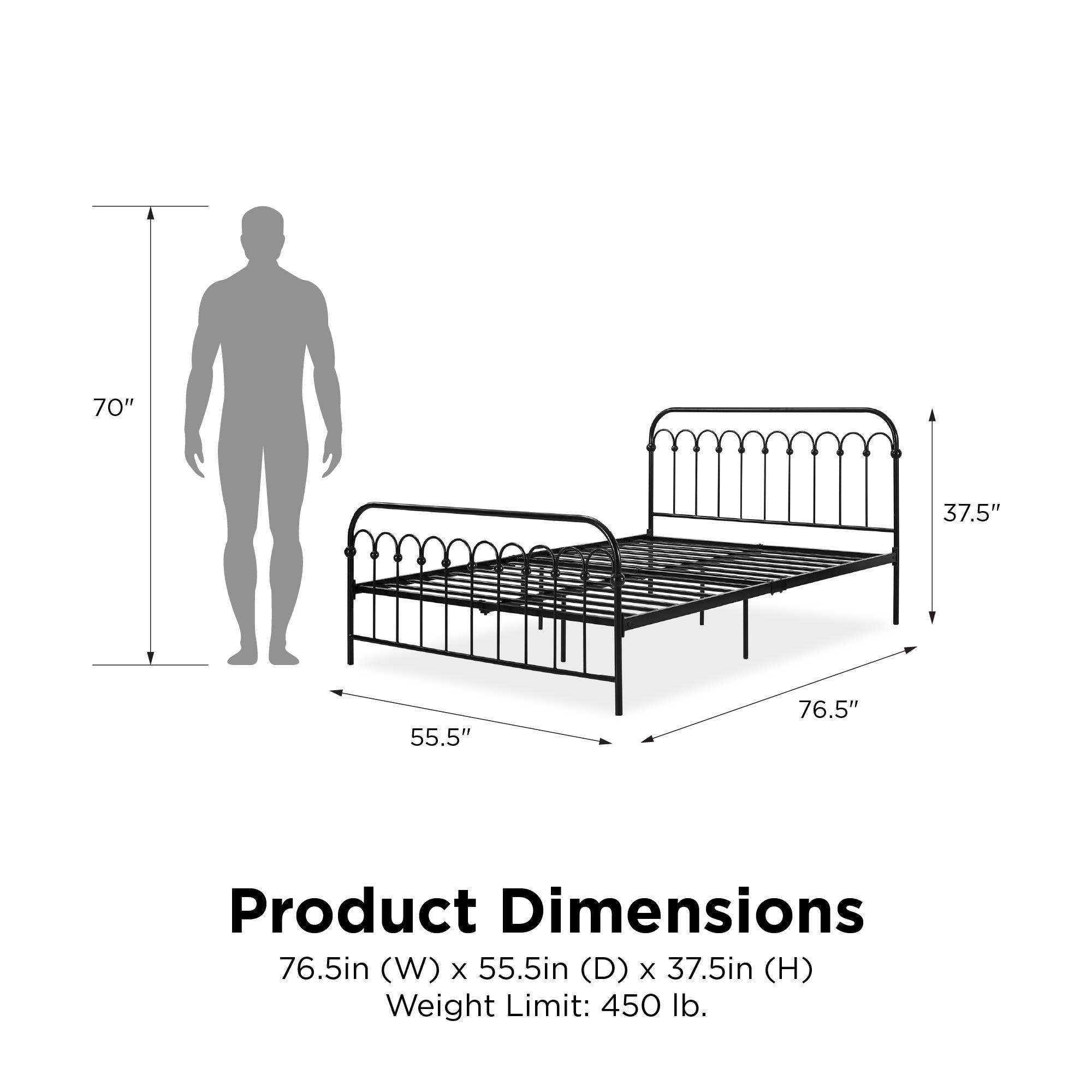 Bright Pop Metal Bed - Double UK in Black Metal by Dorel - Price Crash Furniture