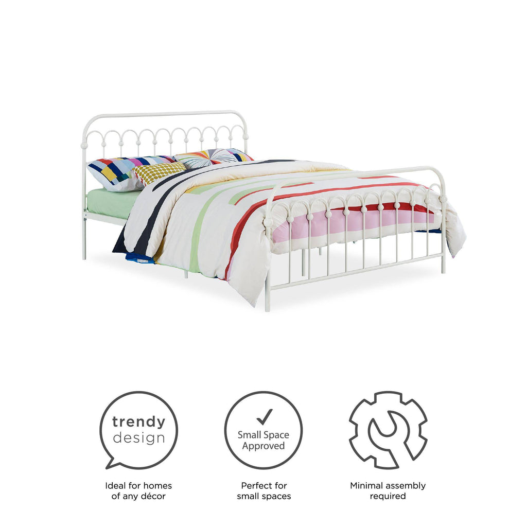 Bright Pop Metal Bed - Double UK in White Metal by Dorel - Price Crash Furniture