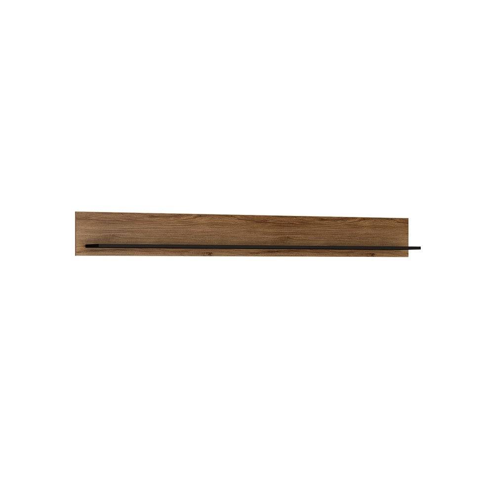 Brolo Wall Shelf 197cm With Walnut And Dark Panel Finish - Price Crash Furniture