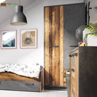 Brooklyn 2 Door Wardrobe with 2 Drawers in Walnut and Grey - Price Crash Furniture