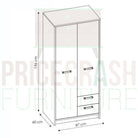 Brooklyn 2 Door Wardrobe with 2 Drawers in Walnut and Grey - Price Crash Furniture