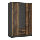 Brooklyn 3 Door Wardrobe with 2 Drawers in Walnut and Grey - Price Crash Furniture