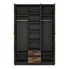 Brooklyn 3 Door Wardrobe with 2 Drawers in Walnut and Grey - Price Crash Furniture