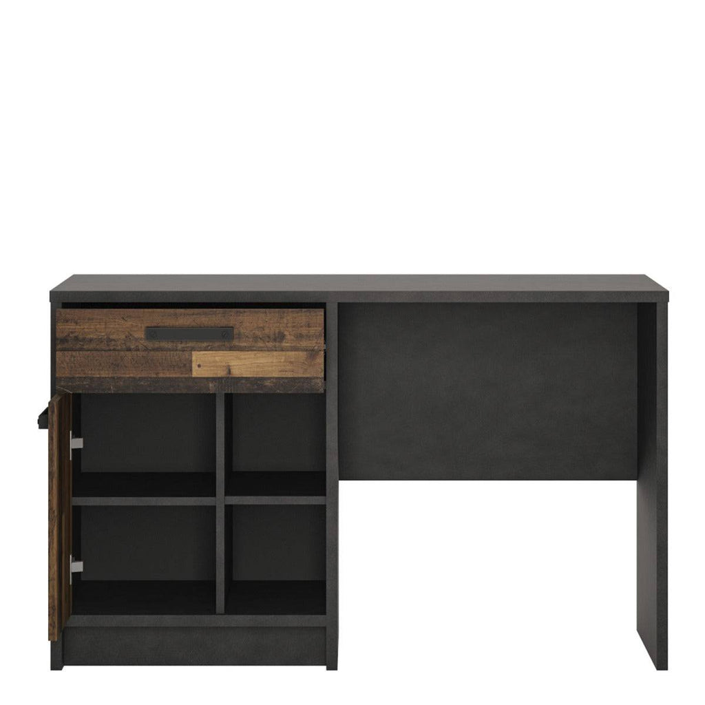 Brooklyn Desk with 1 Door and 1 Drawer in Walnut and Grey - Price Crash Furniture