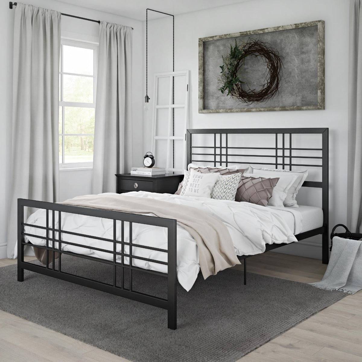 Burbank Metal UK Double Bed in Black by Dorel - Price Crash Furniture